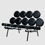Herman Miller Vintage Marshmallow Sofa aus Leder Schwarz 0