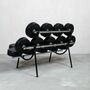 Herman Miller Vintage Marshmallow Sofa aus Leder Schwarz 3