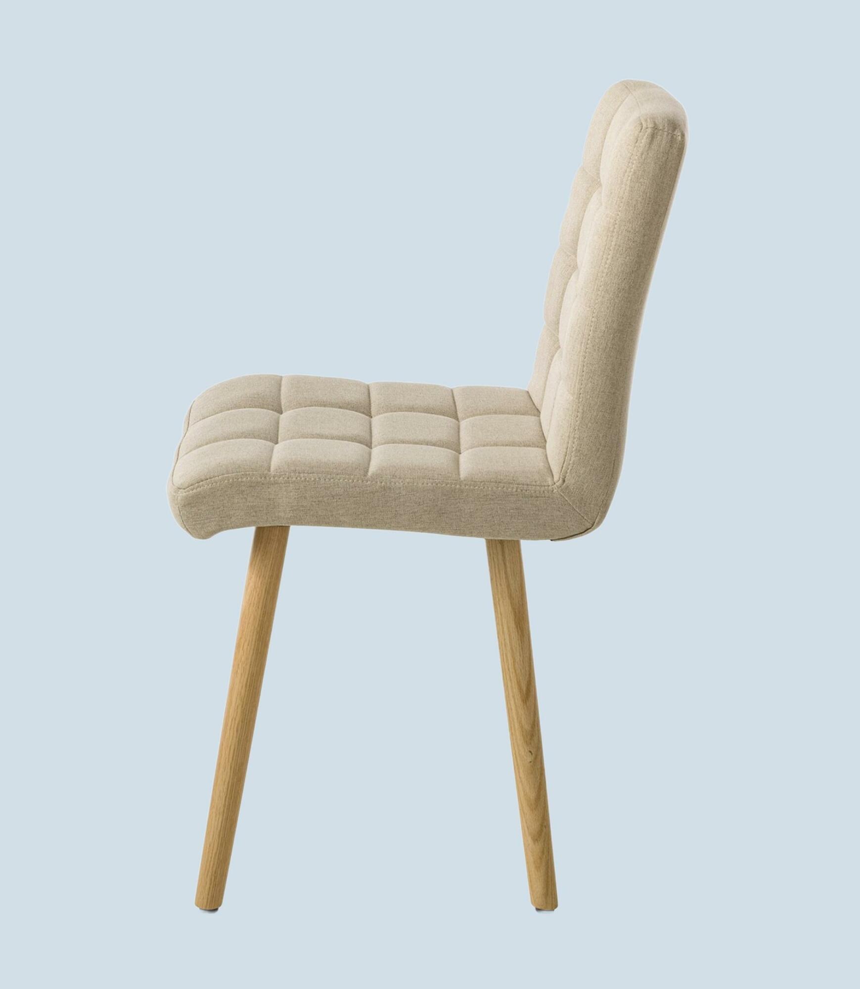 Polsterstuhl Doskie II Leinen / Eiche massiv Beige 2er Set 3