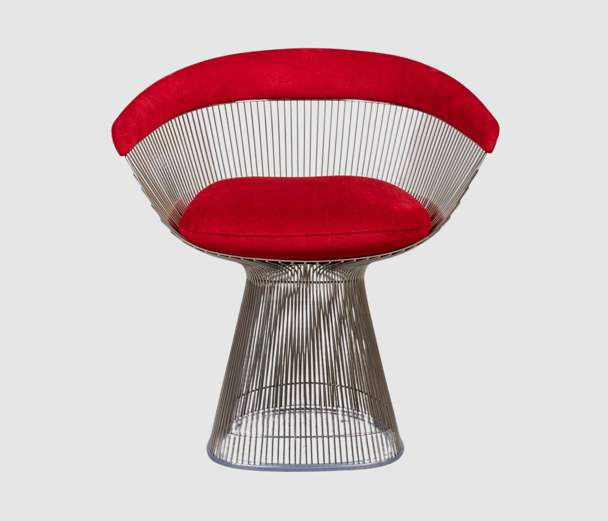 Knoll Platner Arm Chair aus Metall mit rotem Kissen 0