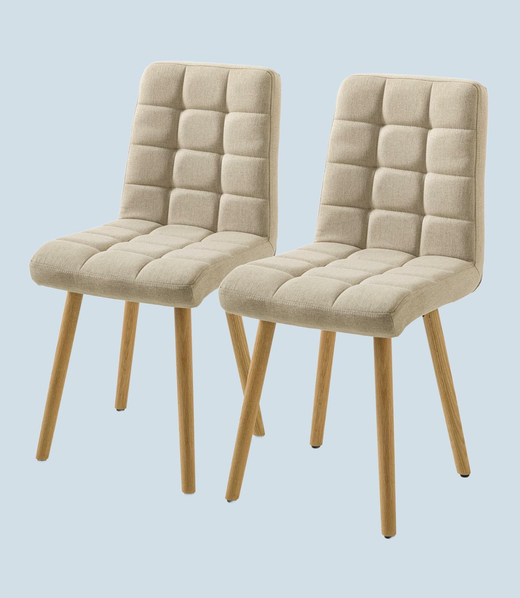 Polsterstuhl Doskie II Leinen / Eiche massiv Beige 2er Set 0