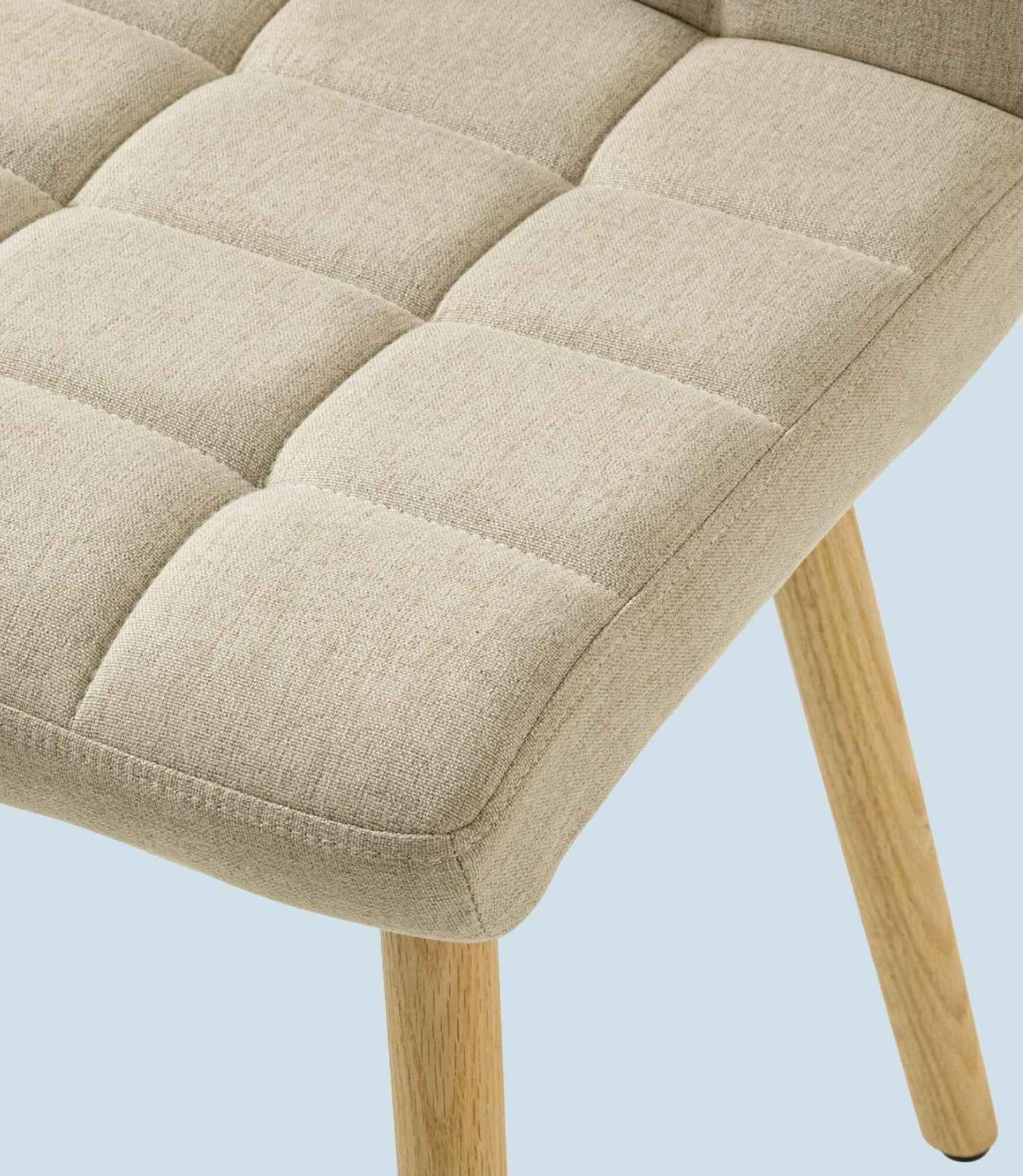 Polsterstuhl Doskie II Leinen / Eiche massiv Beige 2er Set 6