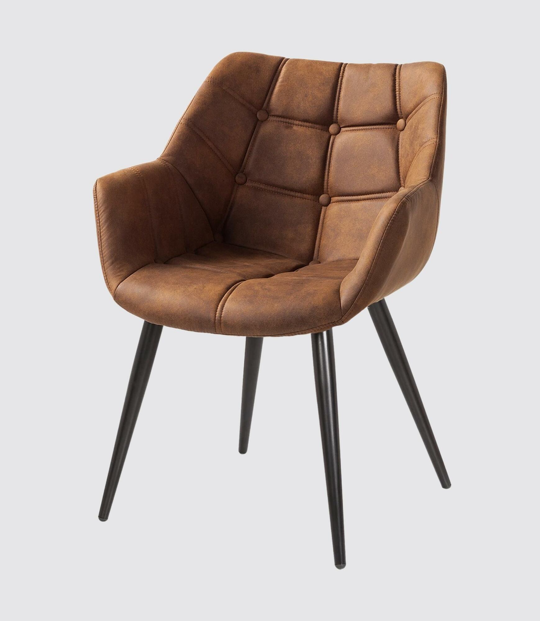 Tufted armchair microfiber cognac 0