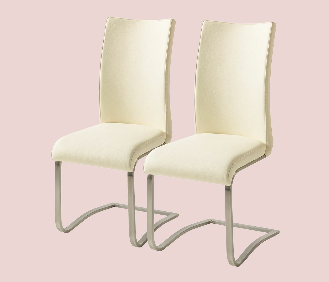 2x High-quality cantilever chairs with real leather cover 0