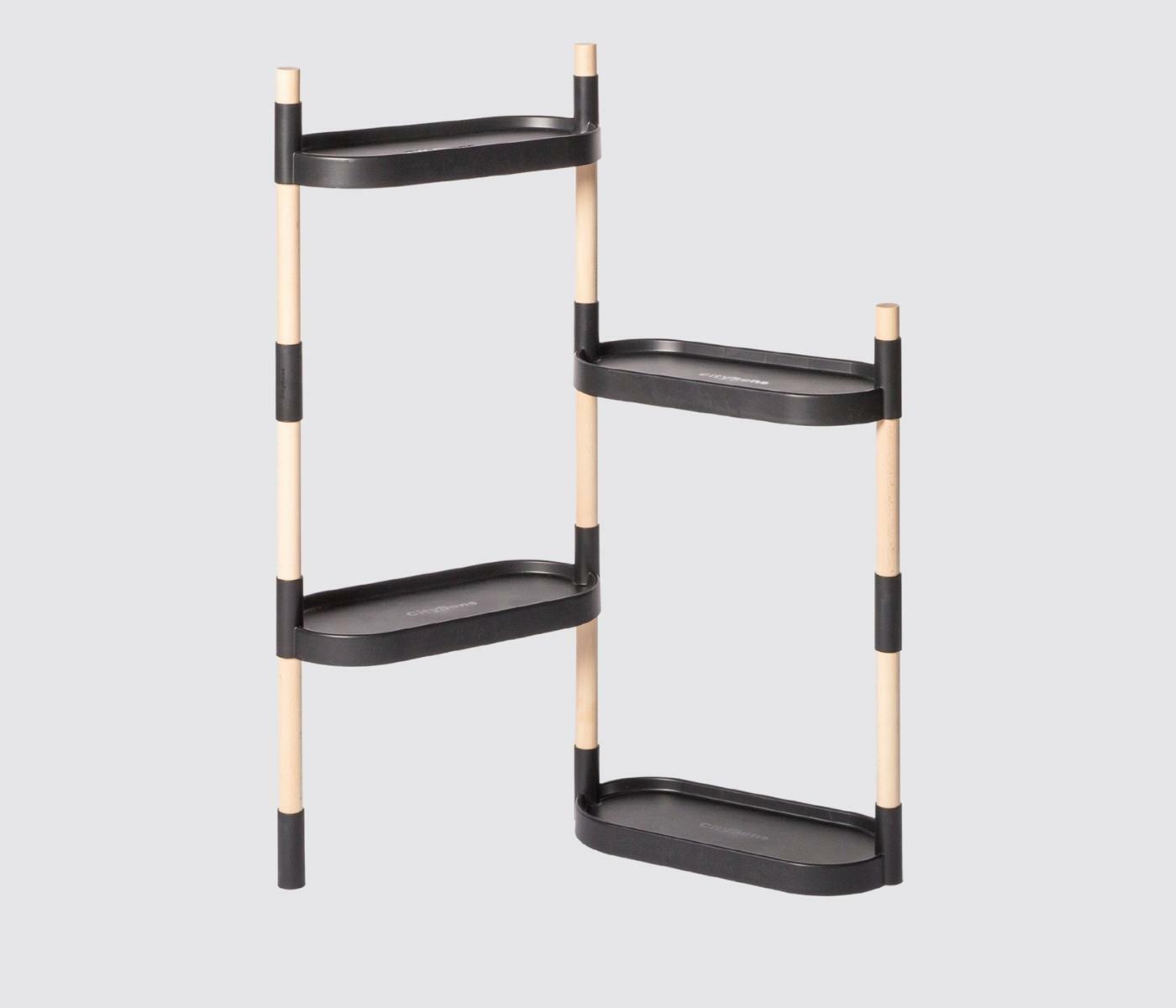 Modular plant stand with 4 shelves Black 1