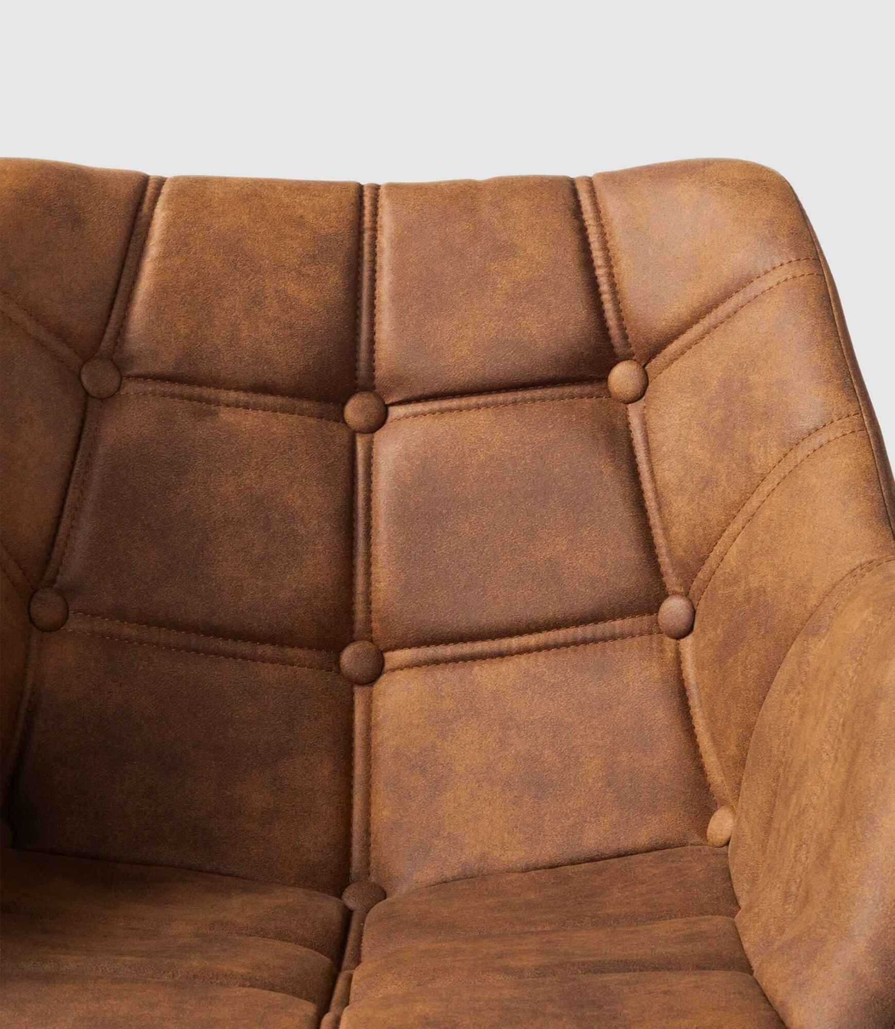 Tufted armchair microfiber cognac 4