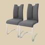 2x Freischwinger aus Leder Grau 0