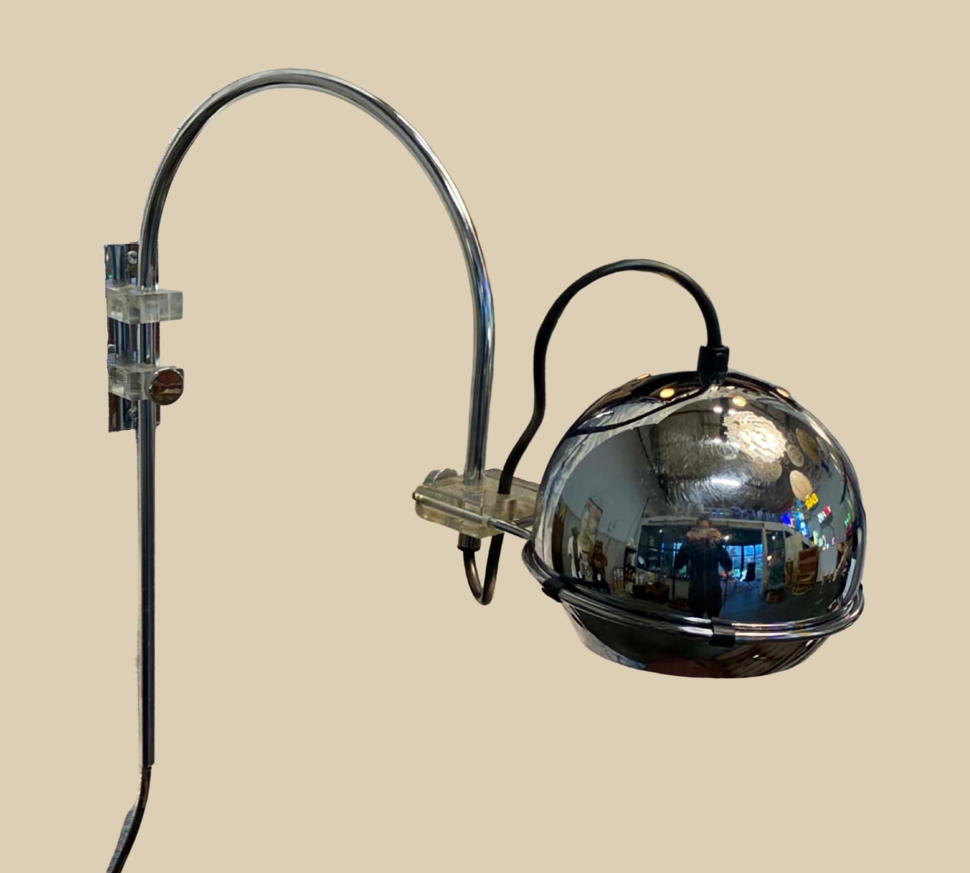 60er Jahre verchromte Eyeball-Wandleuchte aus Amsterdam 2