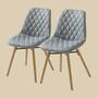 2x Upholstered chair with diamond quilting Grey 0