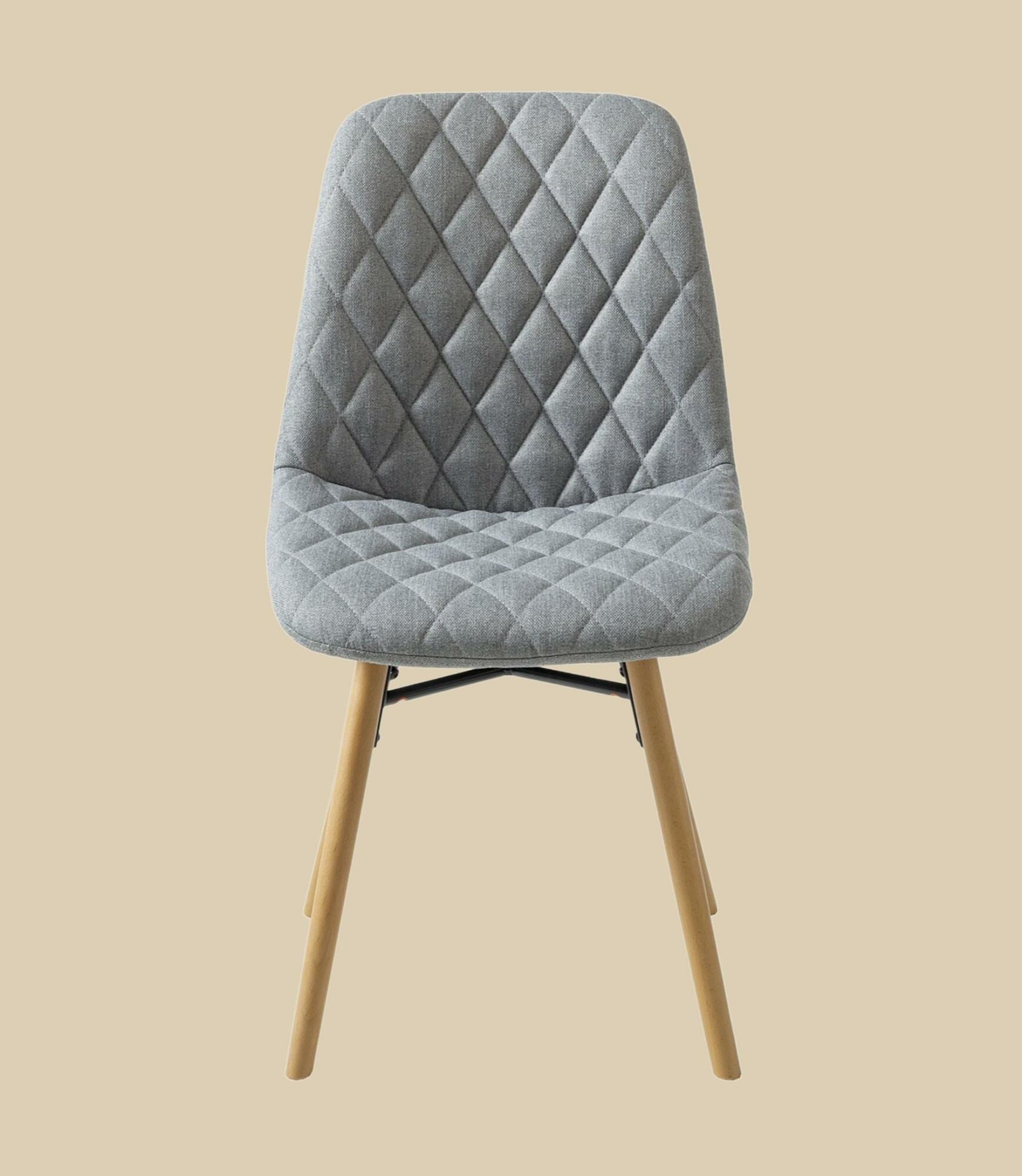 2x Upholstered chair with diamond quilting Grey 1