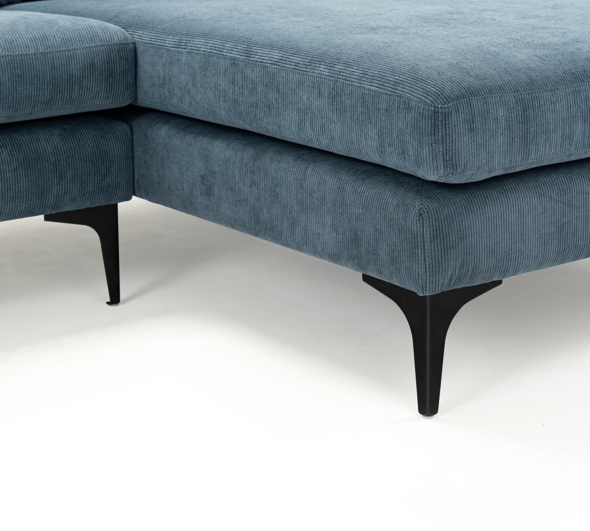 Astha Sofa mit Récamiere Links Sorrent Steel Blue 2