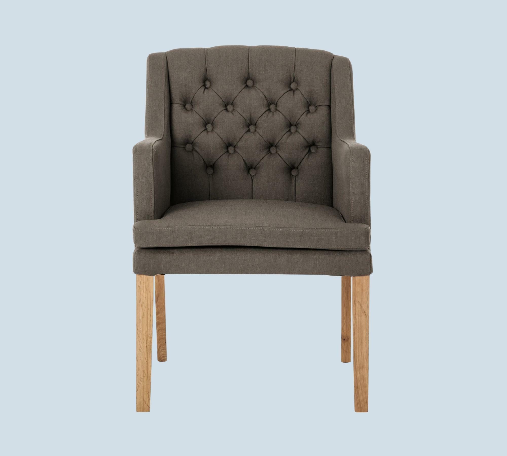 Armlehnstuhl mit Chesterfield Steppung Braun 1