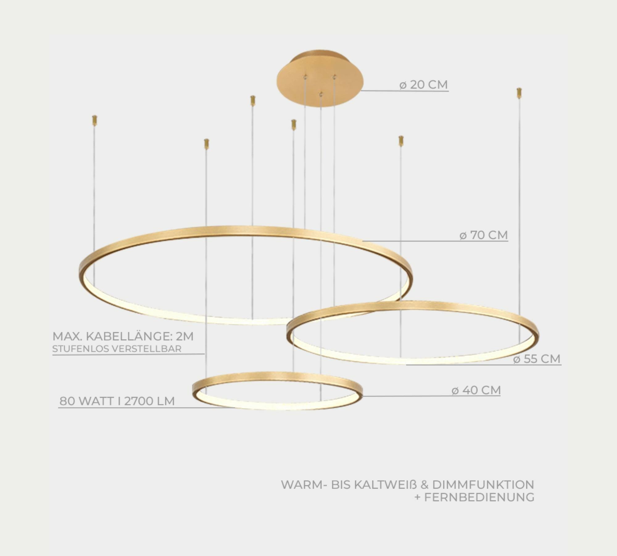 Ringförmige LED Hängeleuchte CAECILIA Gold 3