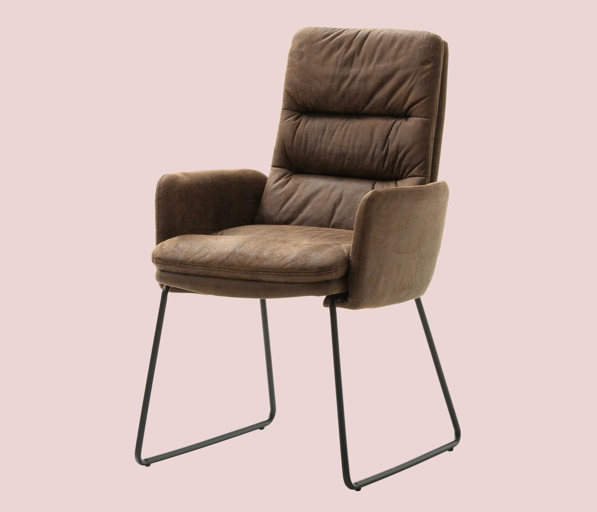 Armchair made of microfiber and steel Brown 0