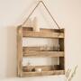 Wandregal aus recyceltem Holz mit 3 Böden Nussbaumoptik 0