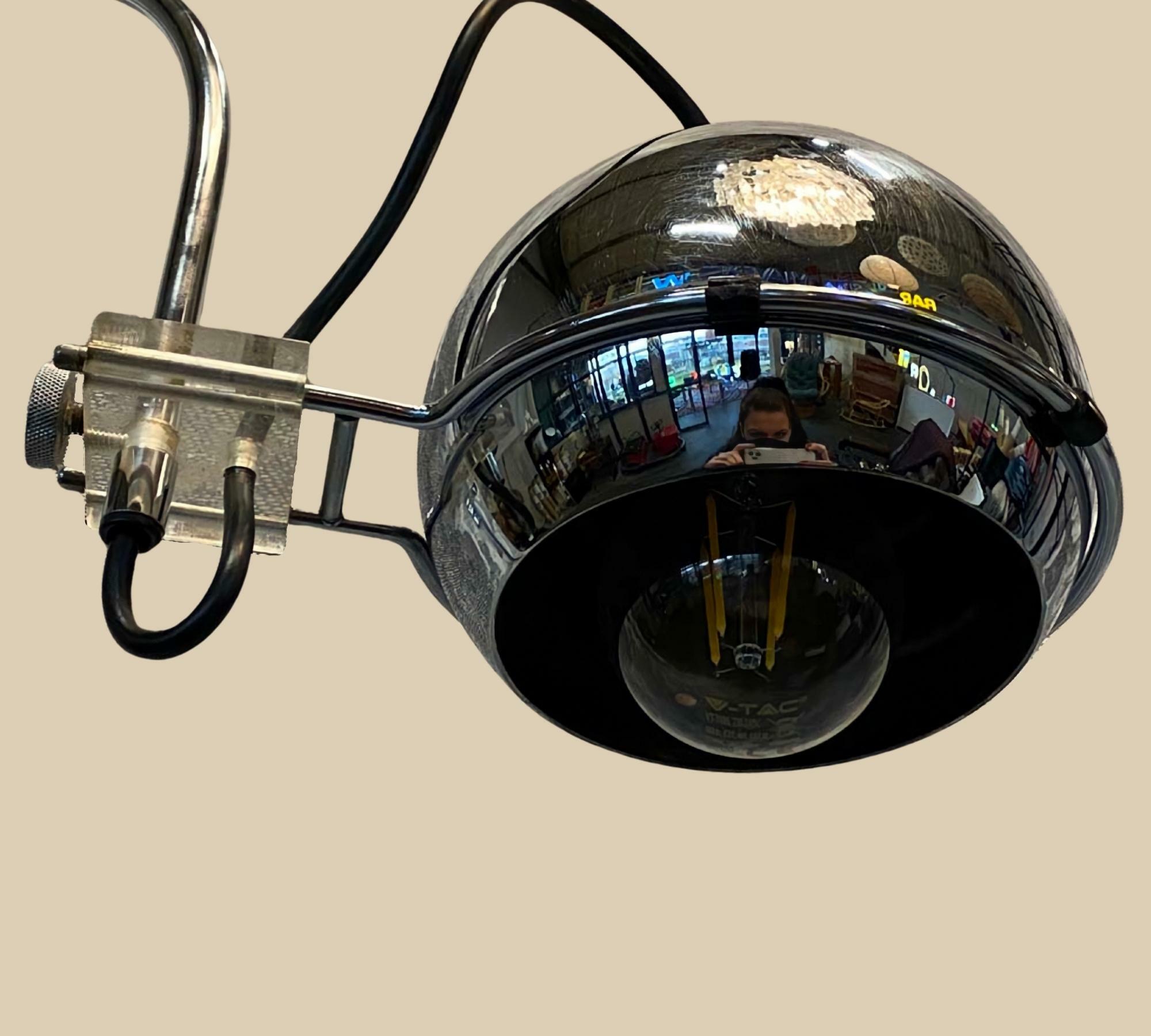 60er Jahre verchromte Eyeball-Wandleuchte aus Amsterdam 4