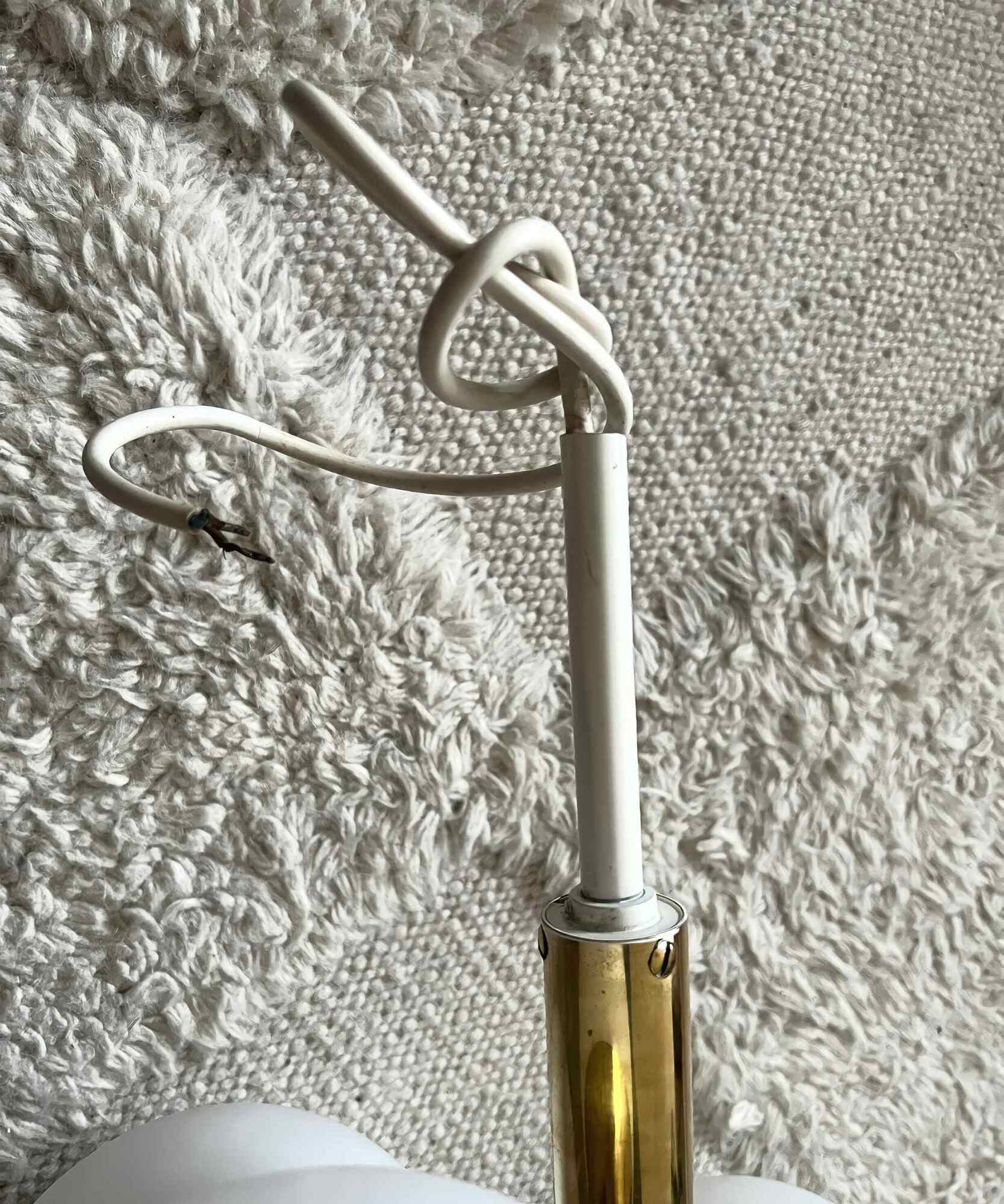 Seltene 70er Midcentury Messing Kugellampe Gold / Weiß 5