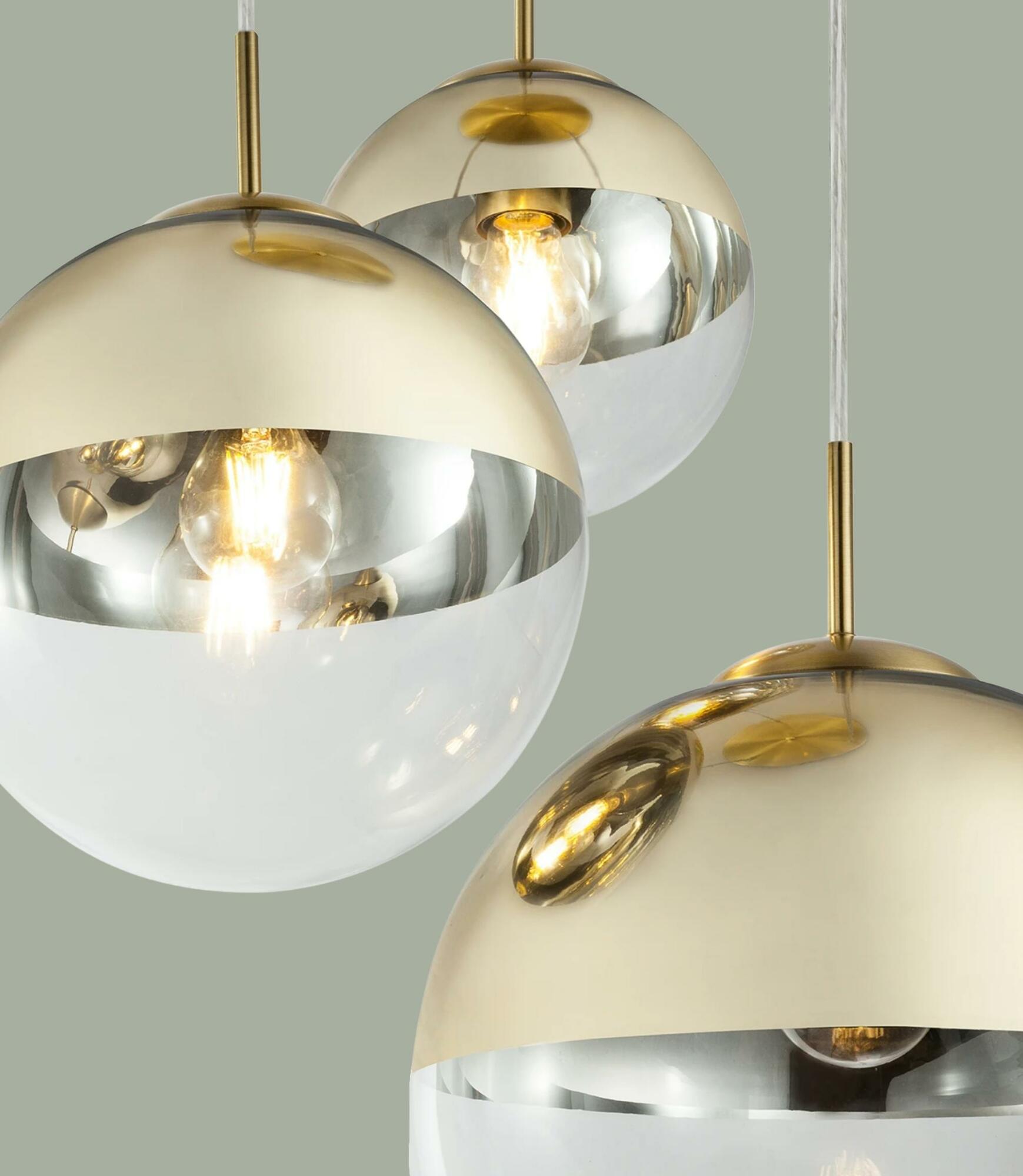 3-flammige Lampe Glas und Gold 0