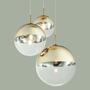 3-flammige Lampe Glas und Gold 1