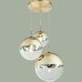 3-flammige Lampe Glas und Gold 2