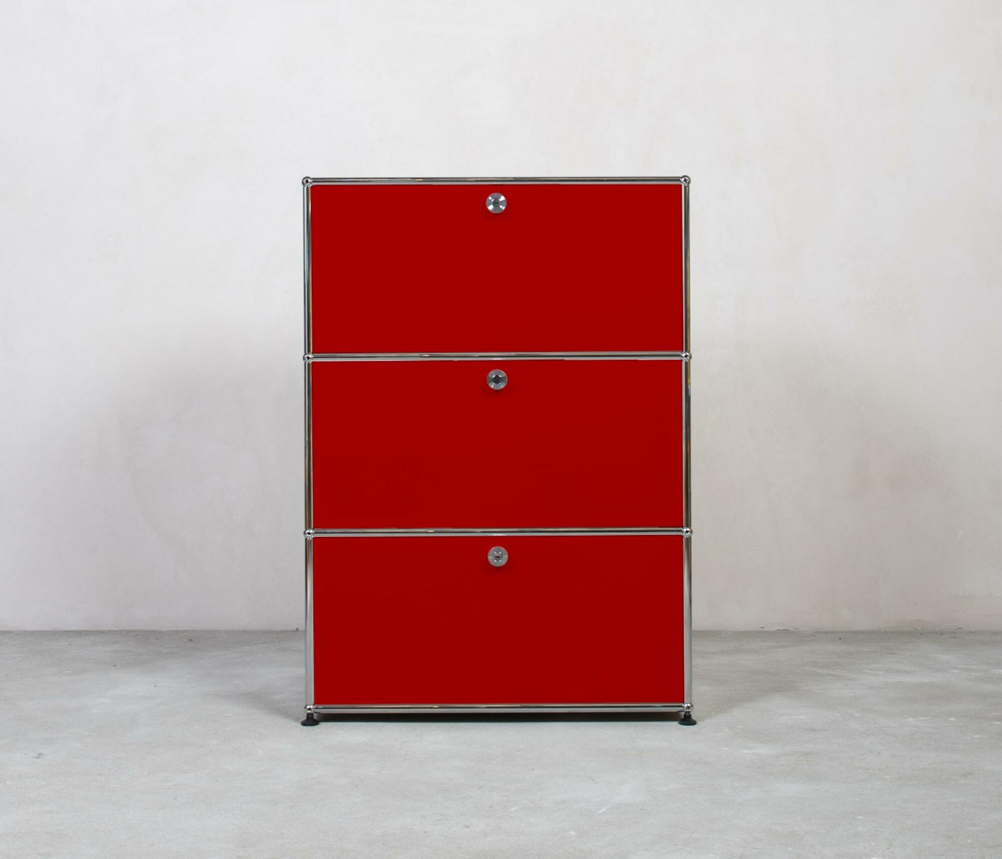 USM Haller Highboard 1x3 Fächer Rubinrot 0