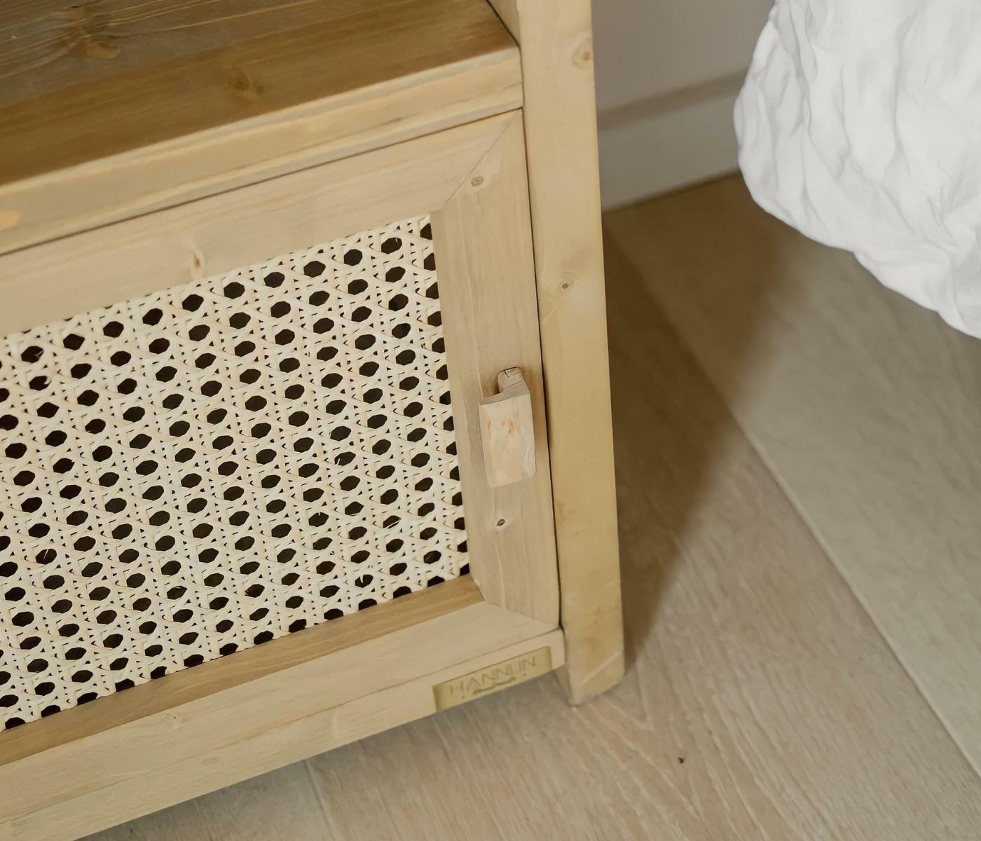 Nachttisch Wiener Geflecht aus Holz in Olivenoptik 0