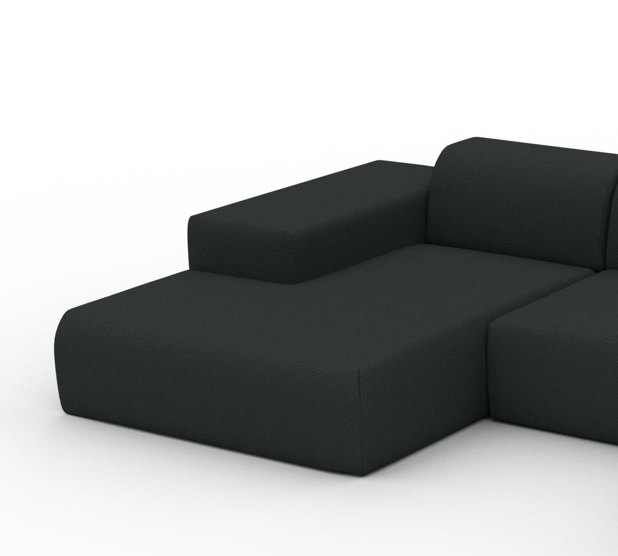 Set Großes Sofa U-Form PYLLOW + Polsterhocker Nachtschwarz 1