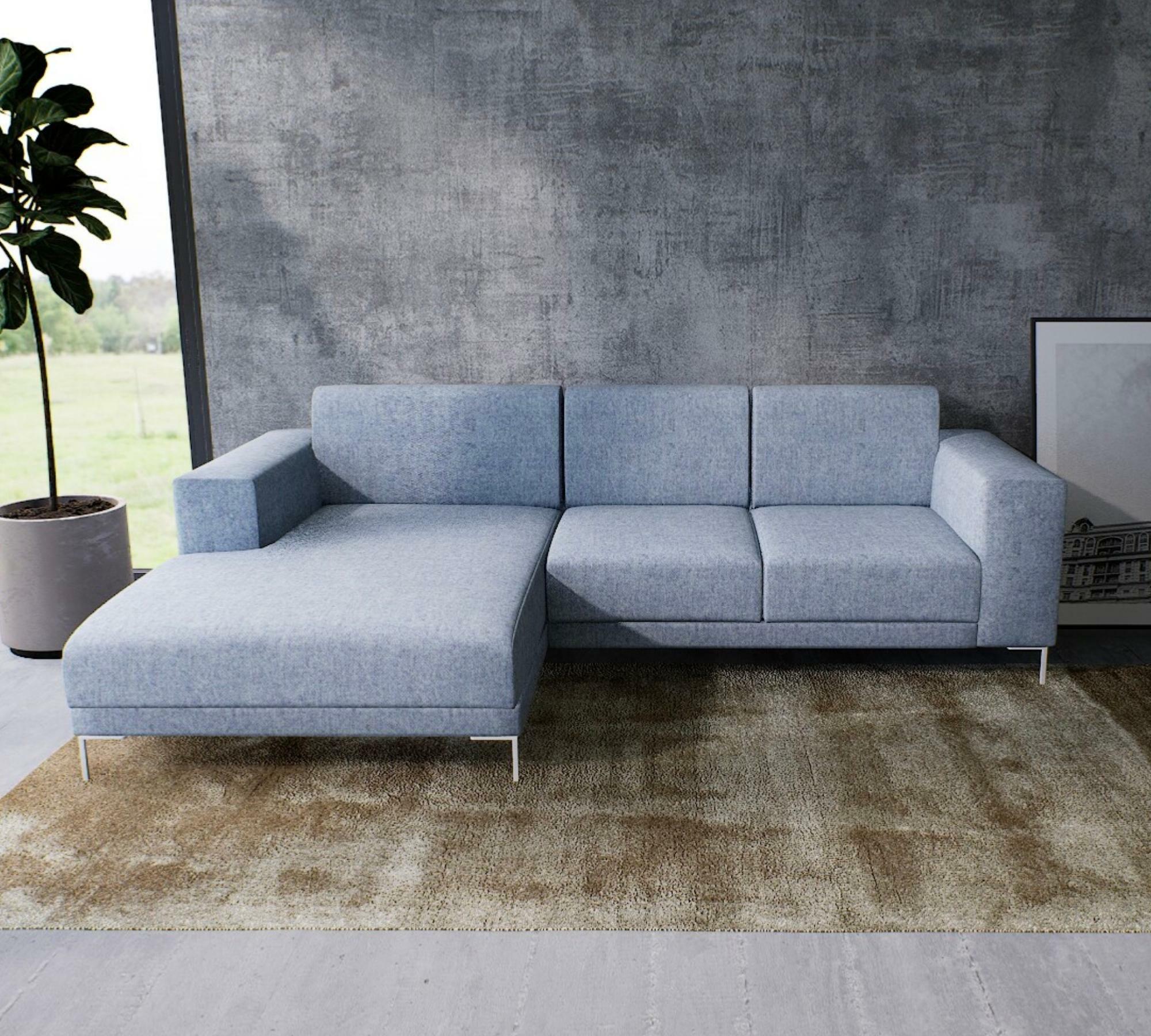 Tyme Ecksofa Récamiere Links Wollstoff Eisblau 0