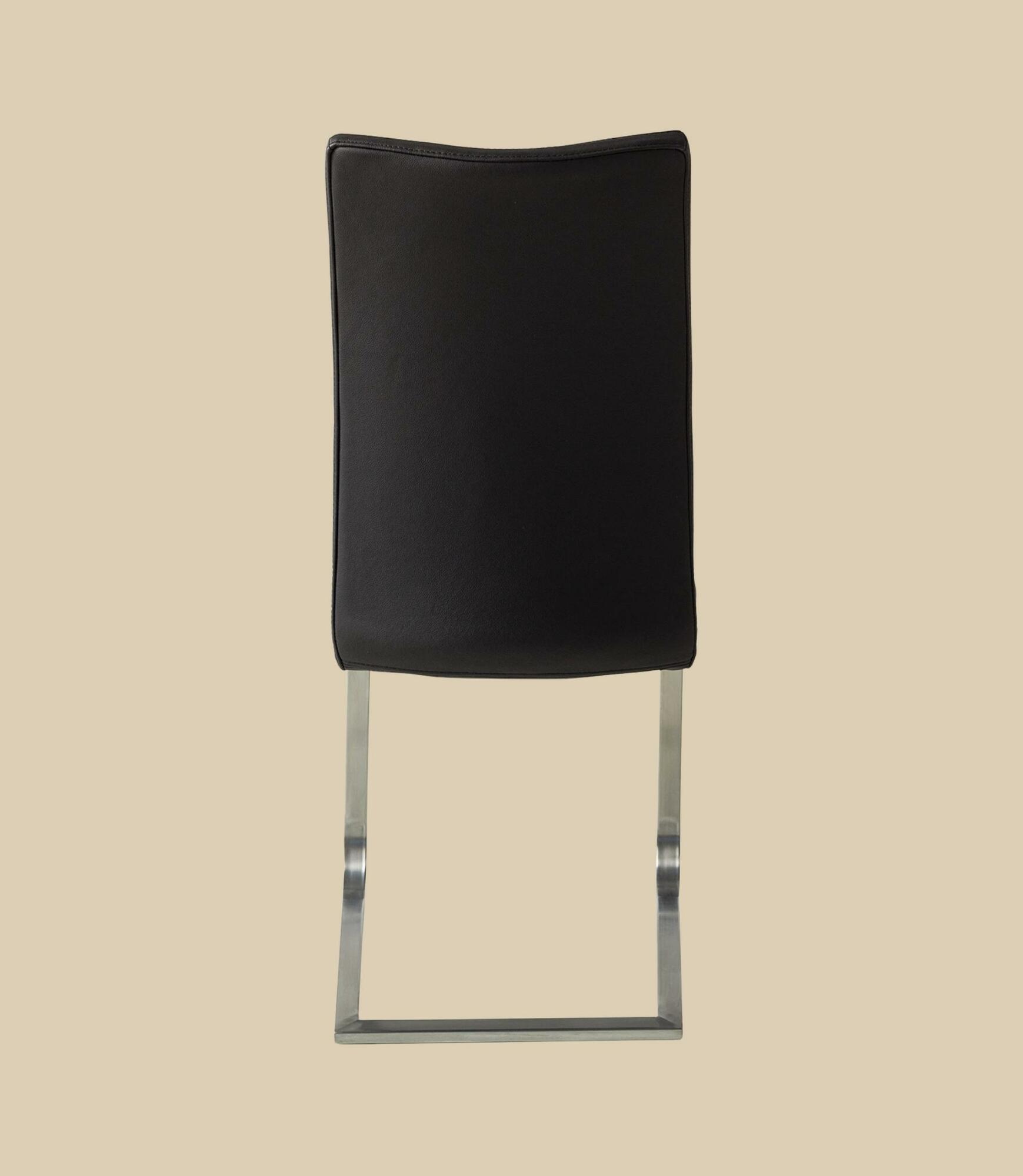 2x Cantilever Chairs Genuine Leather Black 3
