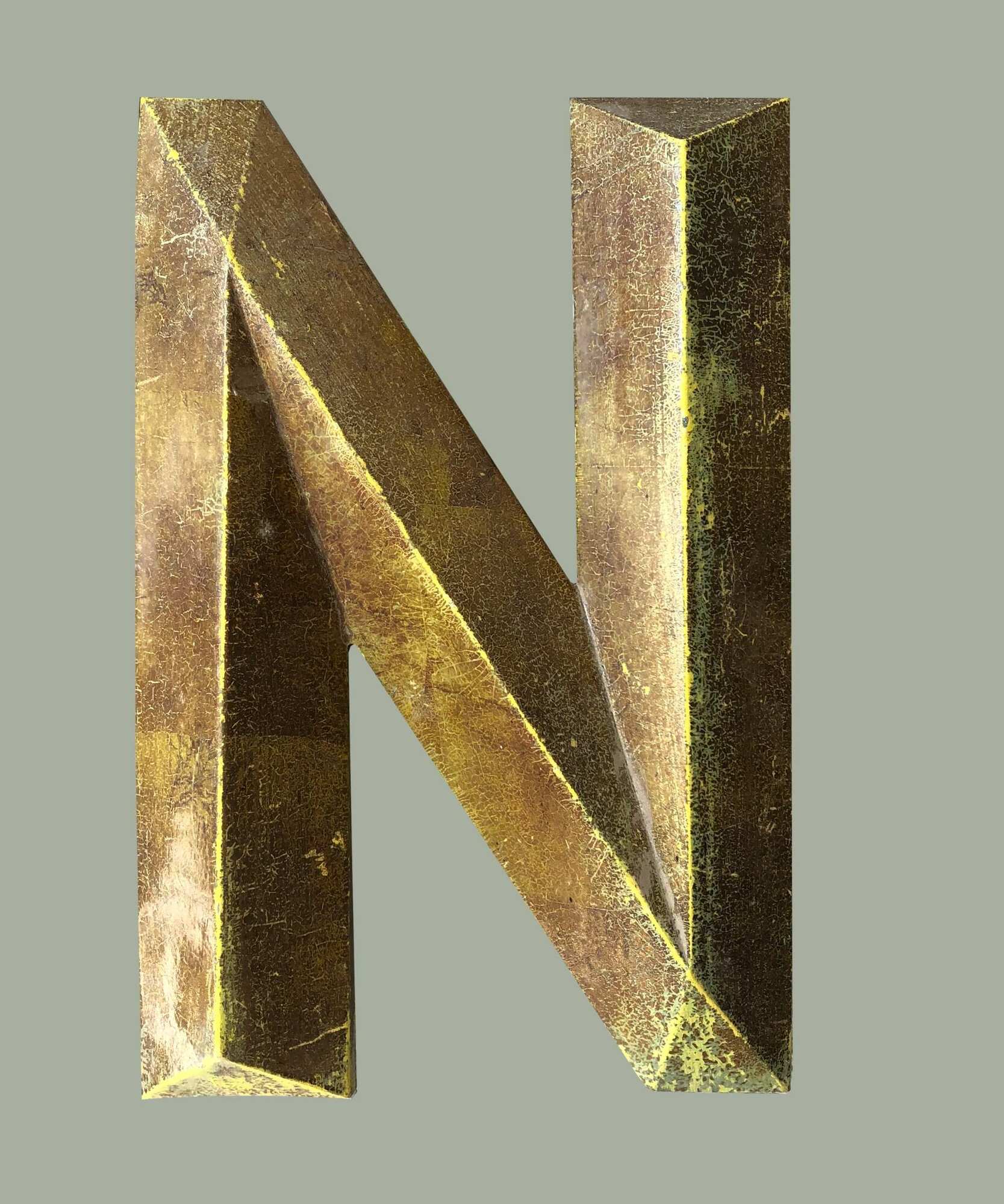 Vintage Metall Buchstabe Goldoptik "N" 0