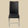 2x Cantilever Chairs Genuine Leather Black 1