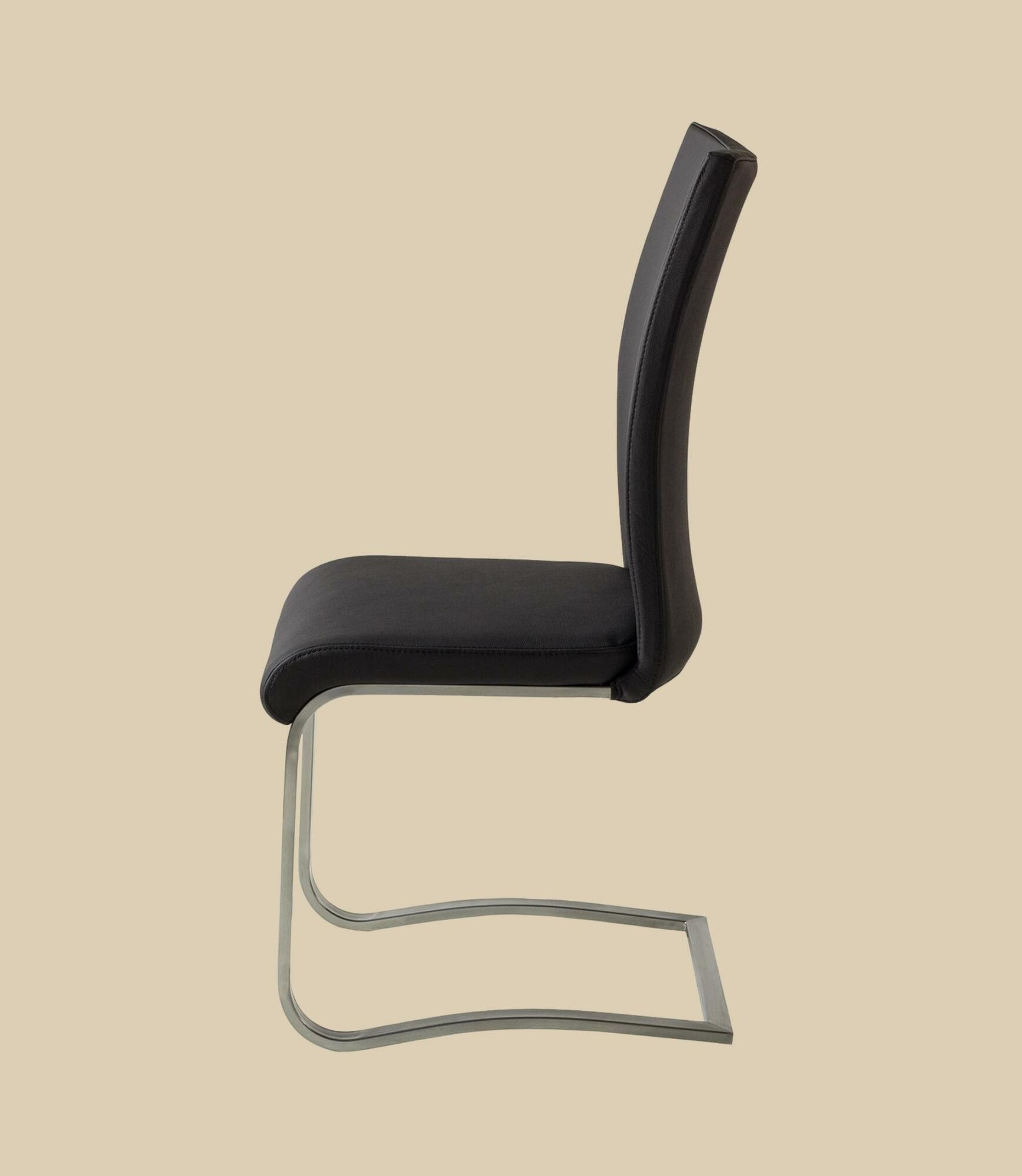 2x Cantilever Chairs Genuine Leather Black 2