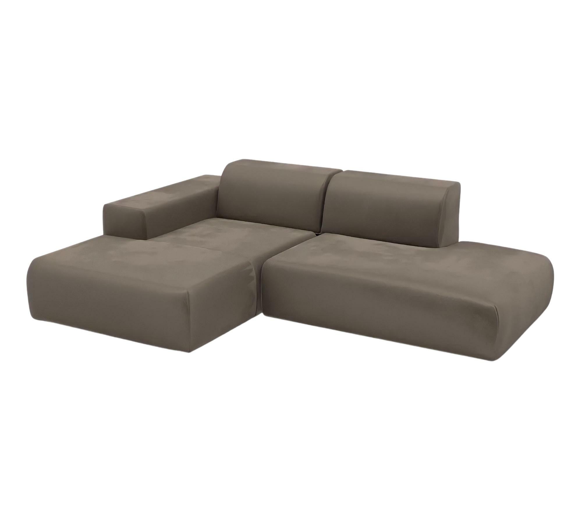 Minimalistisches Designer Ecksofa Samt Cremebeige 0