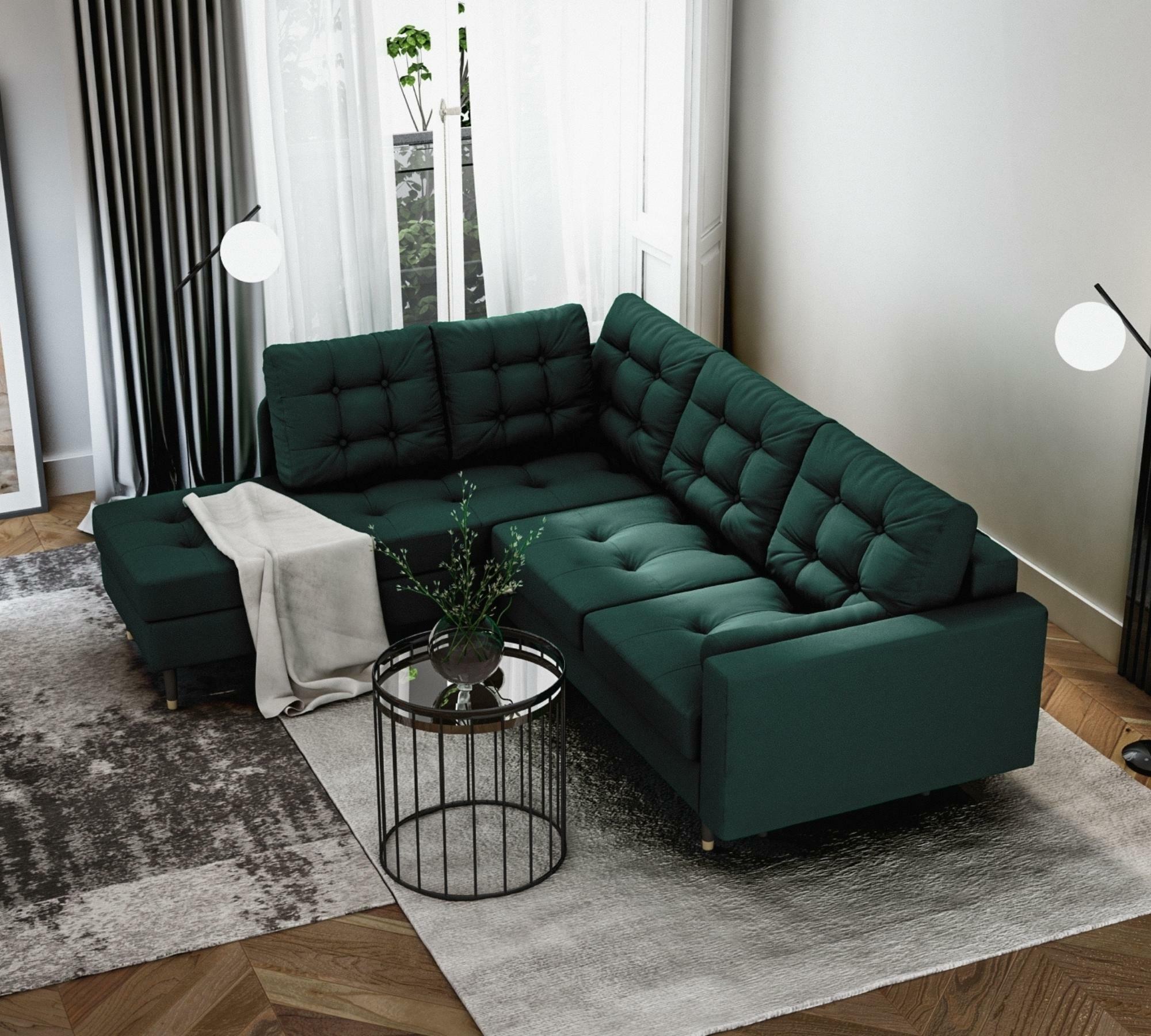 3-Sitzer Ecksofa Aldo Récamiere Links Samt Smaragd 0