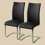 2x Cantilever Chairs Genuine Leather Black 0