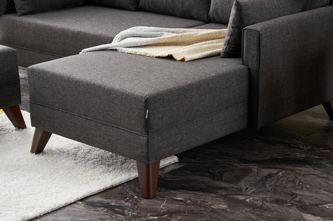 Bella Sofa Récamiere Rechts mit Hocker Anthrazit 3