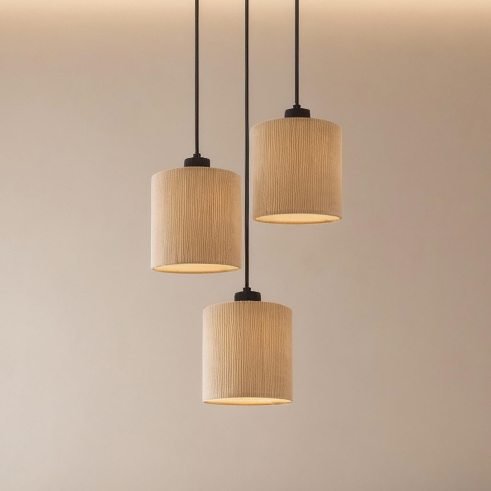 Coning Rund Pendelleuchte 3-flammig Gusseisen Samt Hellbraun 0