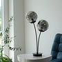 2-Light Big Widow Table Lamp Smoked Glass Iron 4