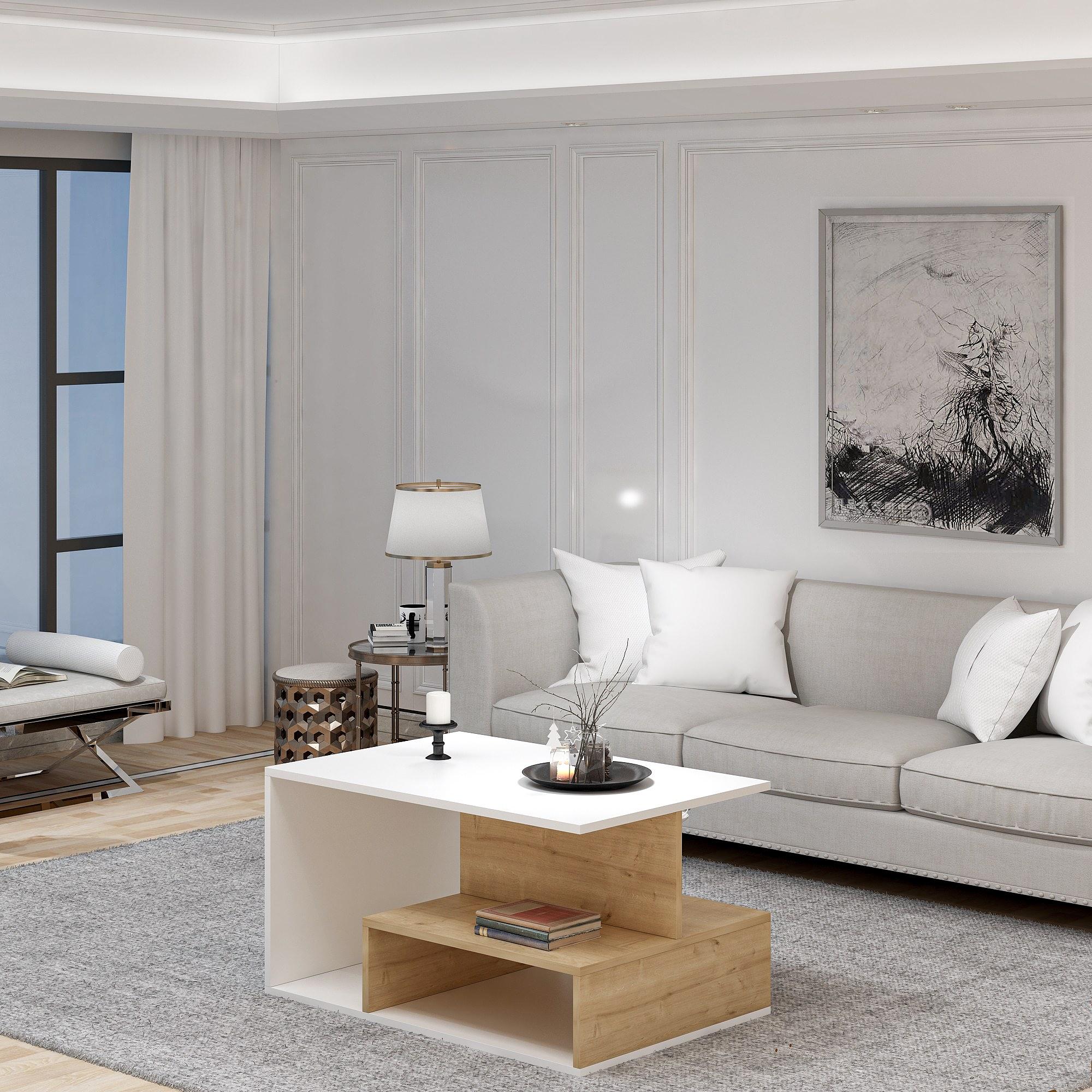 Vera Couchtisch Holzfurnier Weiß 2