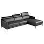 Sofa 4-seater chaise lounge Right Leather Black 4