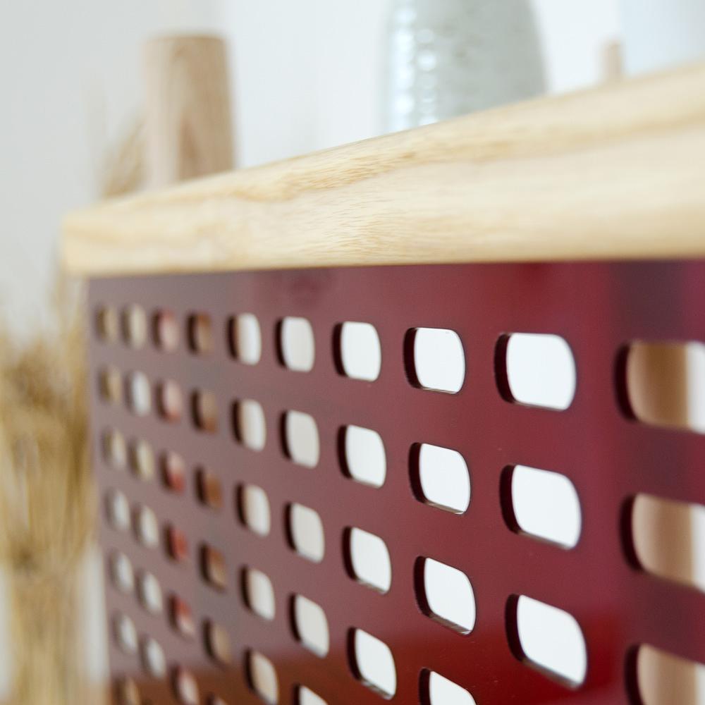 Brilliant 2 Shelf Ash Wood Red Plexiglass 3