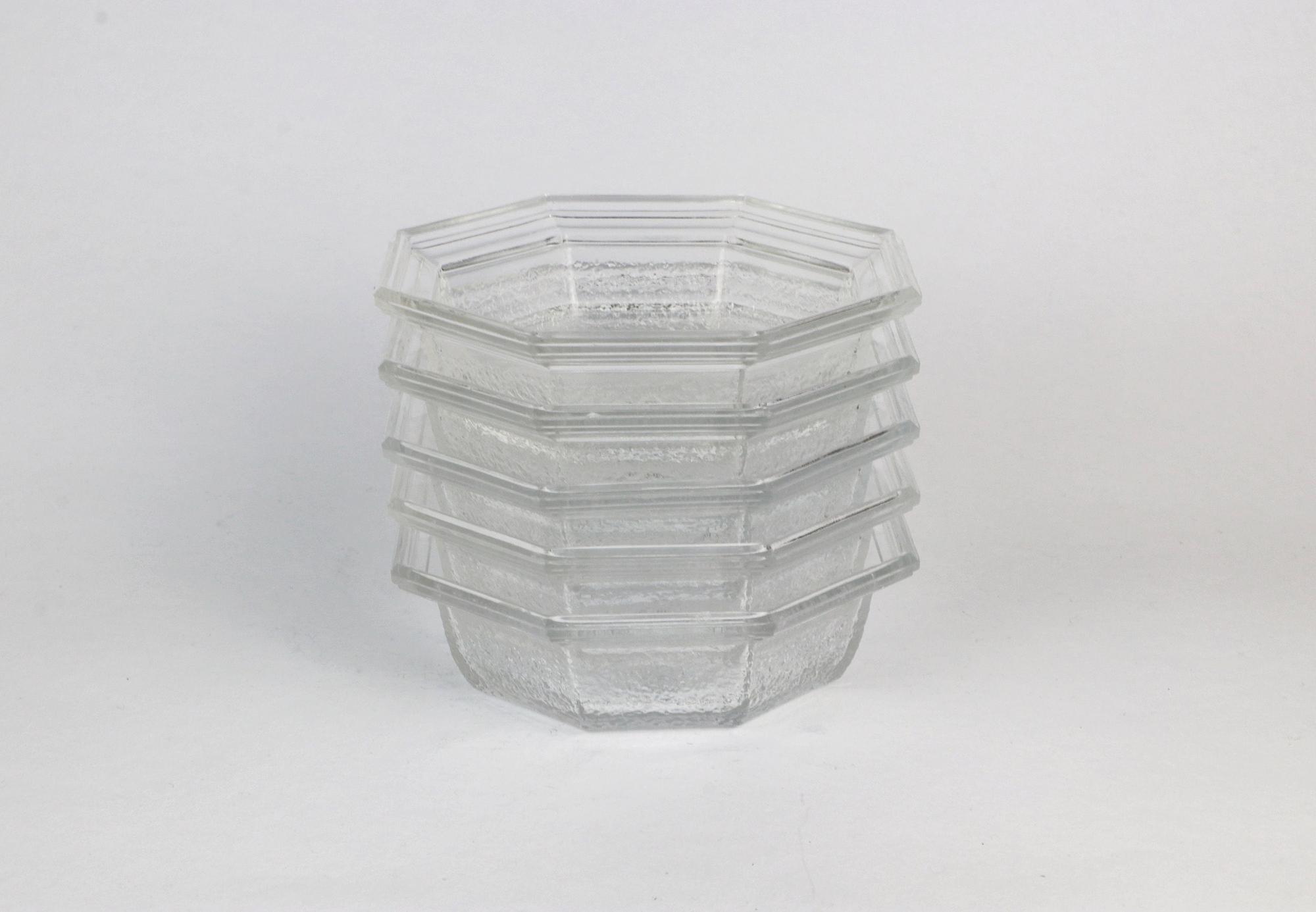 5x Vintage Art Deco Revival Schale Bleikristall 1960er Jahre 7