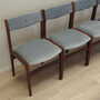 4x Vintage Chairs Mahogany Wood Velvet Grey 1970s 3