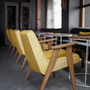 366 Sessel Holz Bouclé Gelb 1
