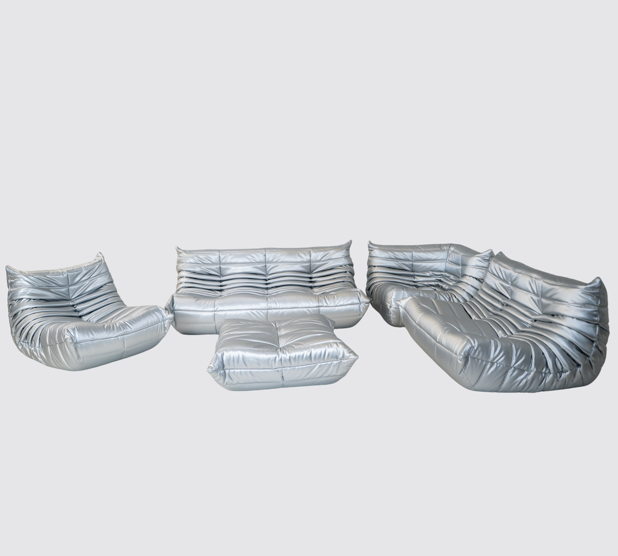 Set Lounge Togo 5 pz. ecopelle grigio spazio 0