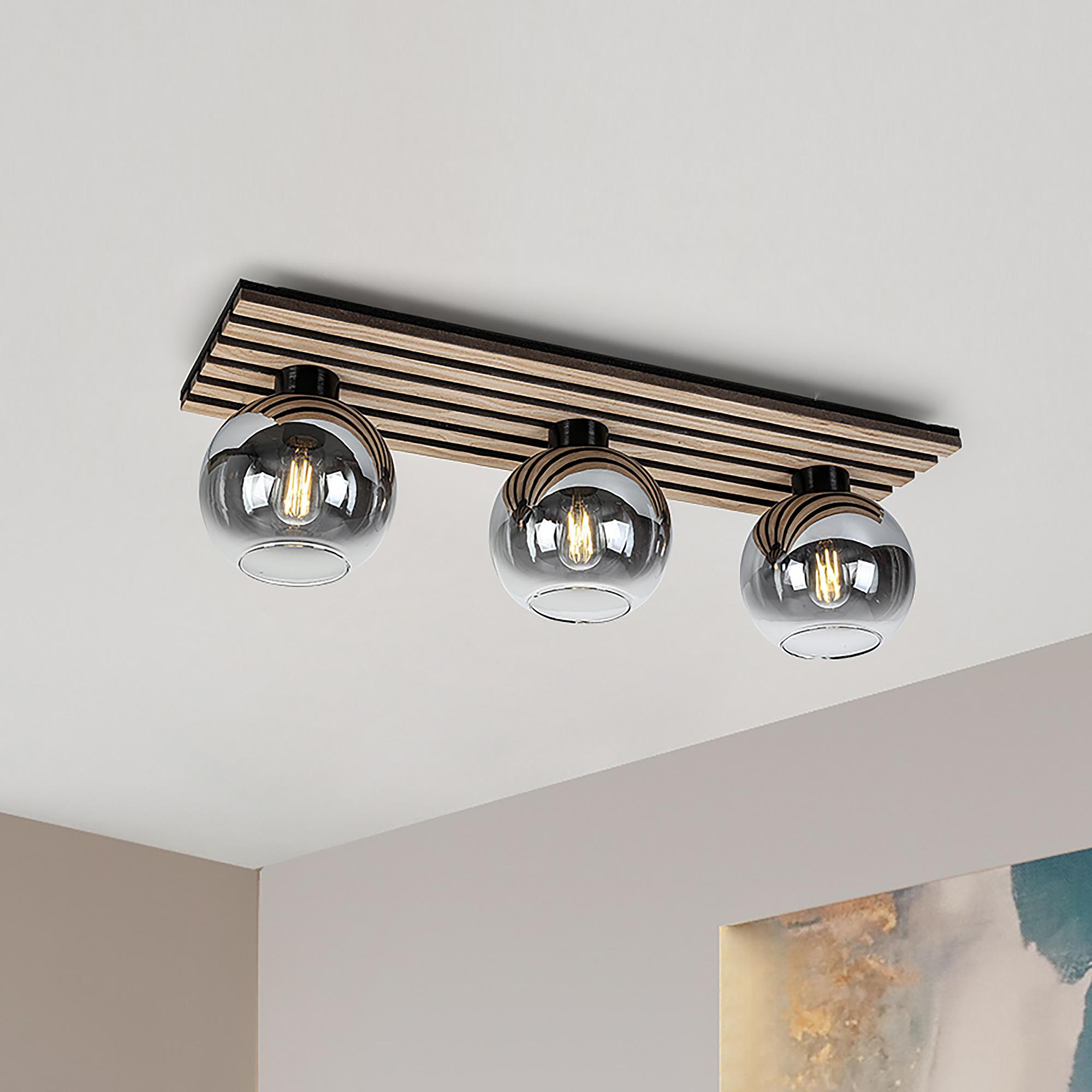 Kentucky Deckenleuchte Eisen Rauchglas Schwarz 0