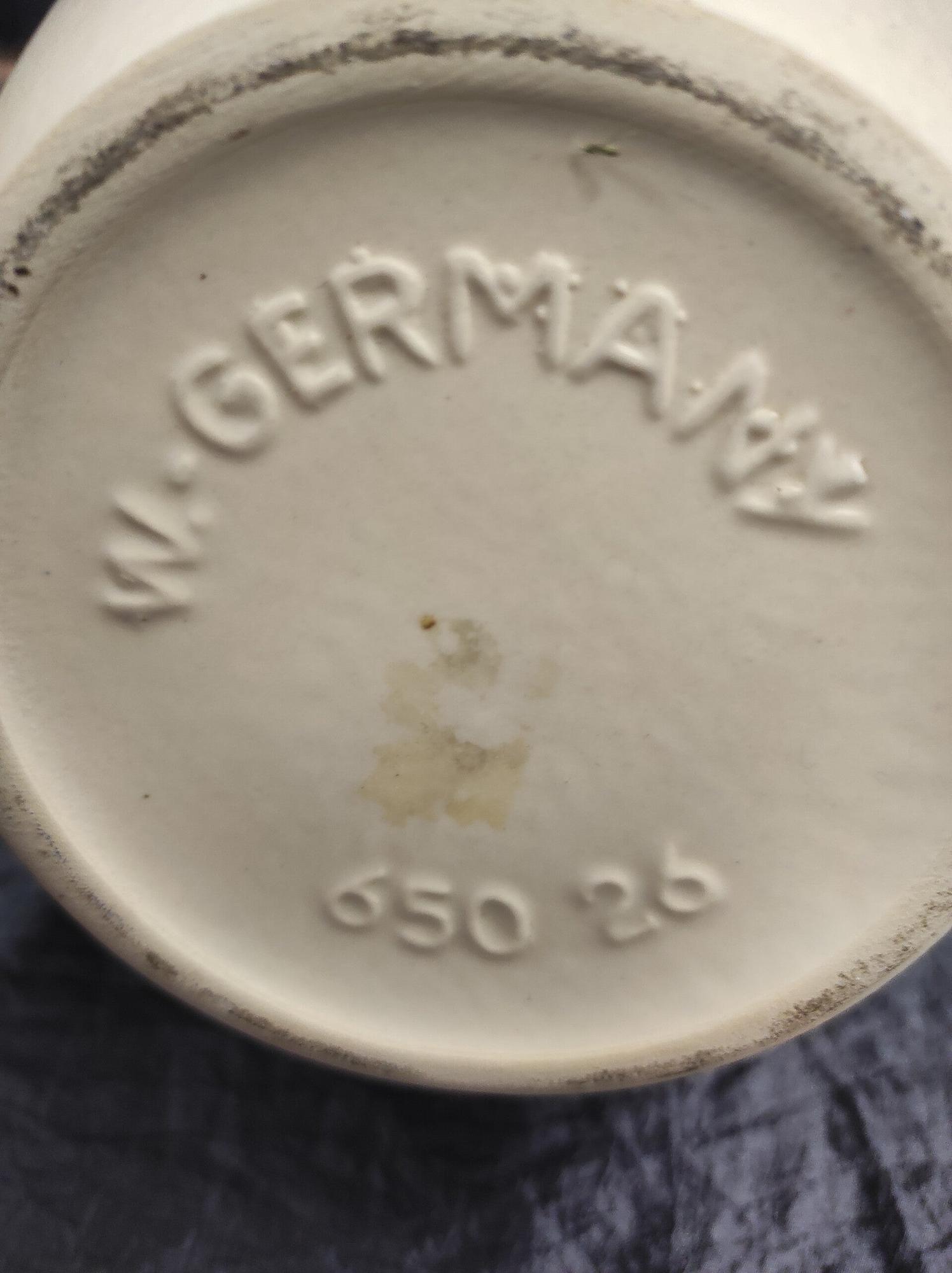 Vintage Keramik Vase Braun Weiß 4