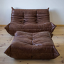 Togo Lounge Set 2-piece Pull-Up Leather Walnut Brown 1