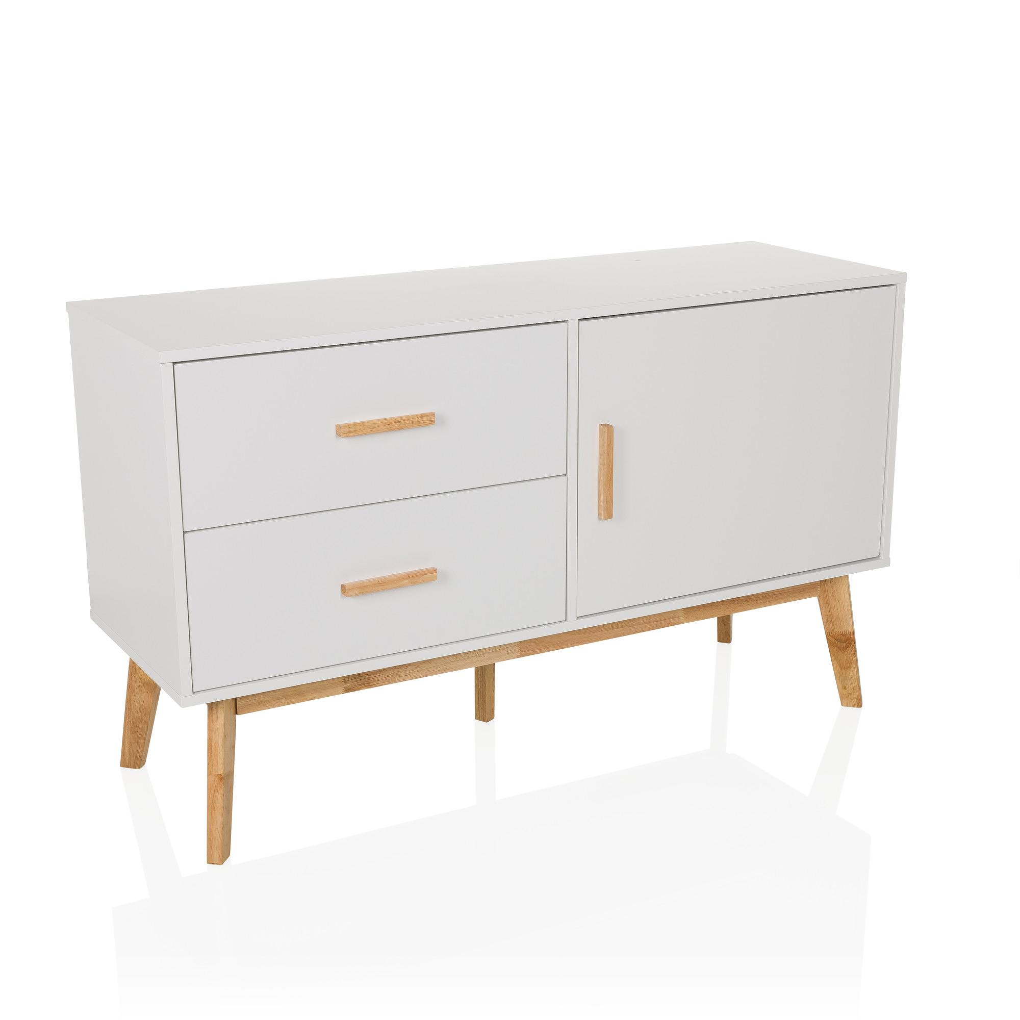 Tarolo Sideboard mit 2 Schubladen und 1 Tür Eiche Weiß 6