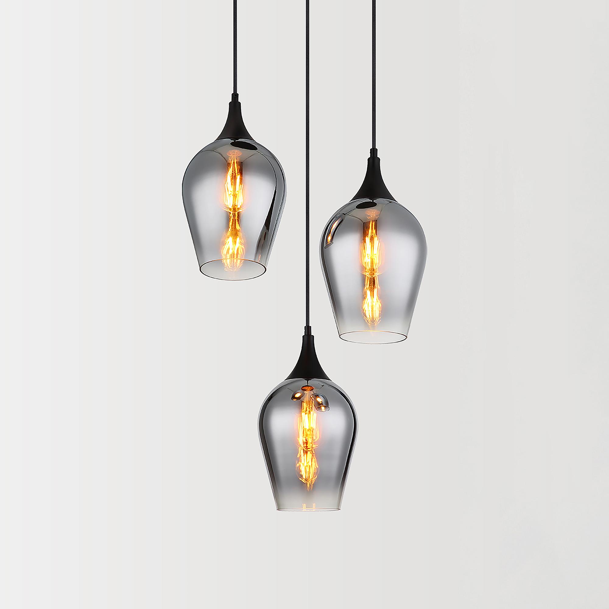 Lavus Typ B Pendelleuchte Rauchglas Eisen 3-flammig 1